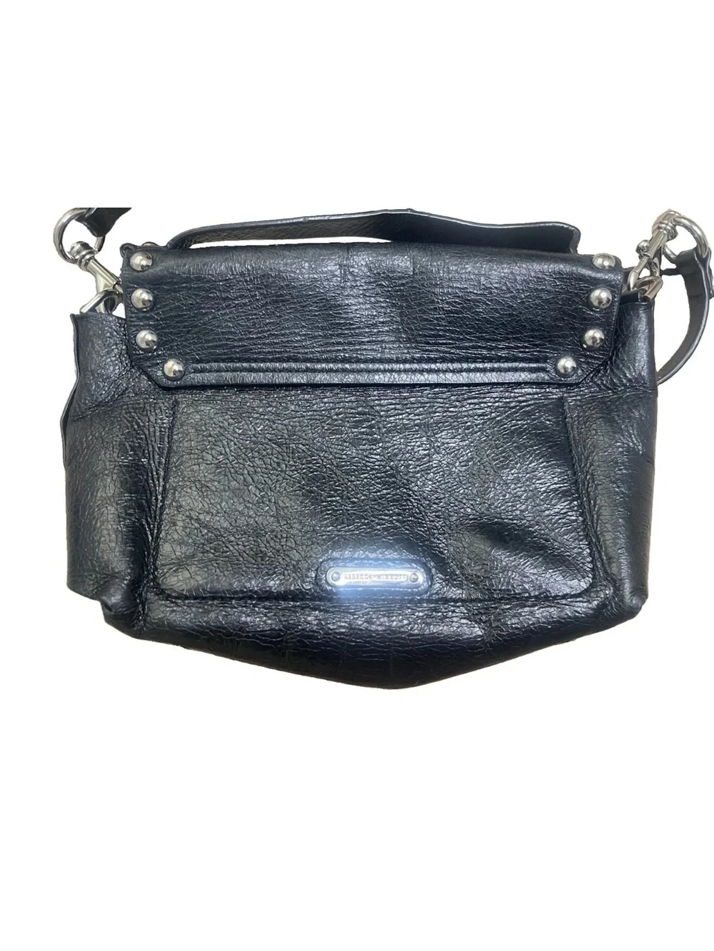 Rebecca Minkoff Black Leather Studded Flap Crossbody